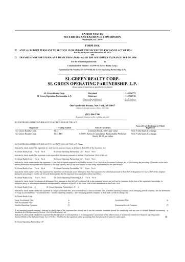 Thumbnail SL Green Realty
 10-K Annual Report 