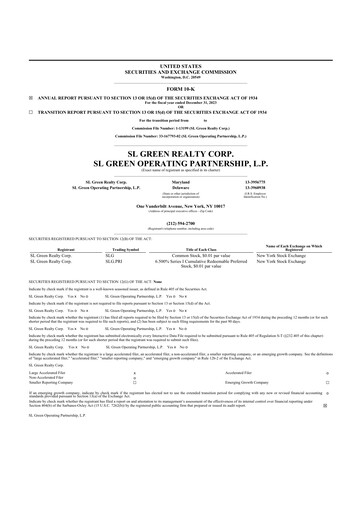 Thumbnail SL Green Realty
 10-K Annual Report 