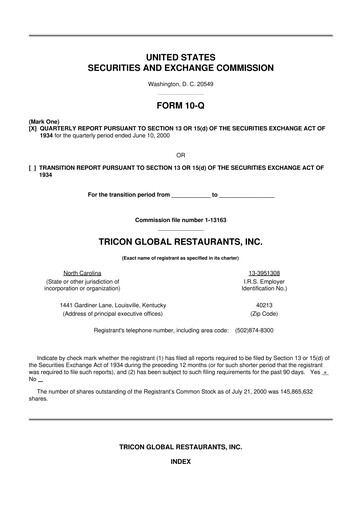 Thumbnail Yum! Brands 10-Q Quarterly Report FY 