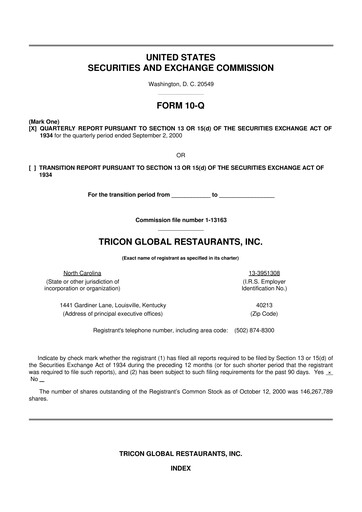 Thumbnail Yum! Brands 10-Q Quarterly Report FY 