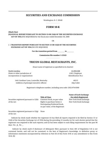 Thumbnail Yum! Brands 10-K Annual Report 