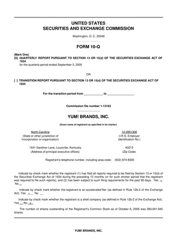 Thumbnail Yum! Brands 10-Q Quarterly Report FY 