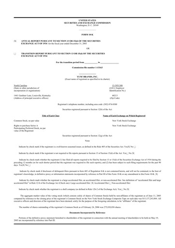 Thumbnail Yum! Brands 10-K Annual Report 