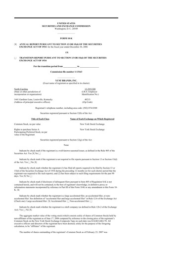 Thumbnail Yum! Brands 10-K Annual Report 