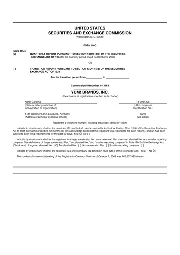 Thumbnail Yum! Brands 10-Q Quarterly Report FY 