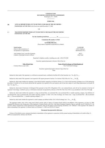 Thumbnail Yum! Brands 10-K Annual Report 