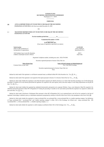 Thumbnail Yum! Brands 10-K Annual Report 