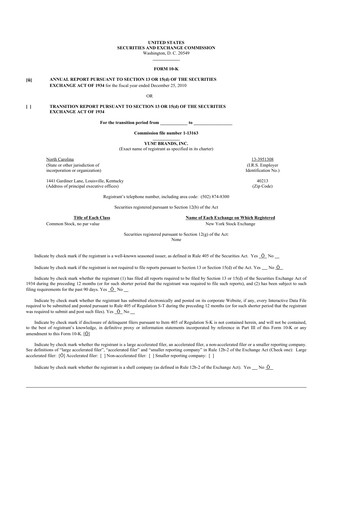 Thumbnail Yum! Brands 10-K Annual Report 2010