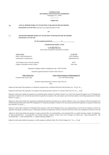 Thumbnail Yum! Brands 10-K Annual Report 2012