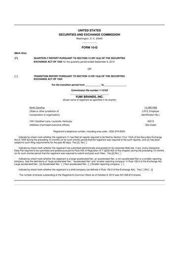 Thumbnail Yum! Brands 10-Q Quarterly Report FY2014 