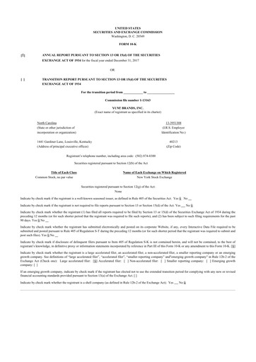 Thumbnail Yum! Brands 10-K Annual Report 2017