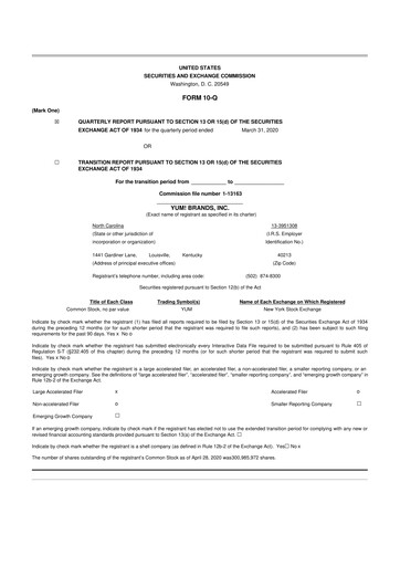 Thumbnail Yum! Brands 10-Q Quarterly Report FY2020 