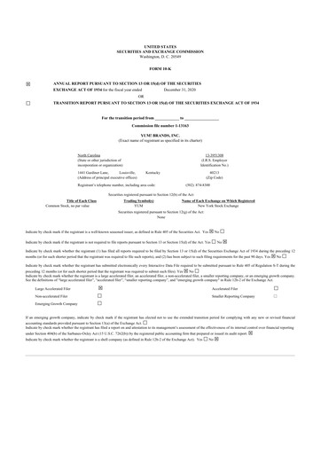 Thumbnail Yum! Brands 10-K Annual Report 2020