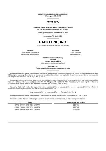 Thumbnail Urban One
 10-Q Quarterly Report FY 
