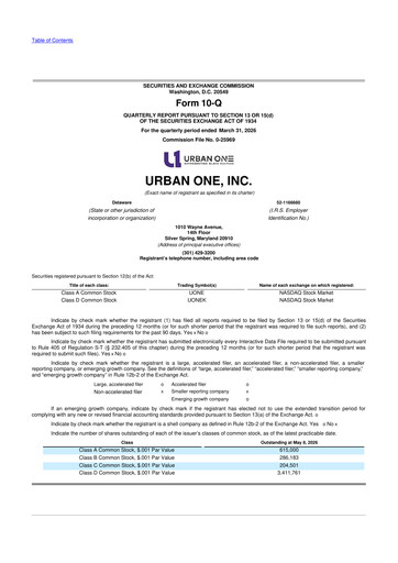 Thumbnail Urban One
 10-Q Quarterly Report FY 
