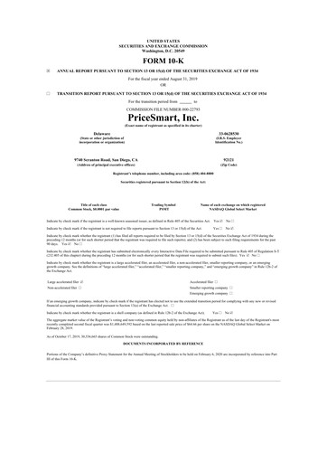 Thumbnail PriceSmart
 10-K Annual Report 2019