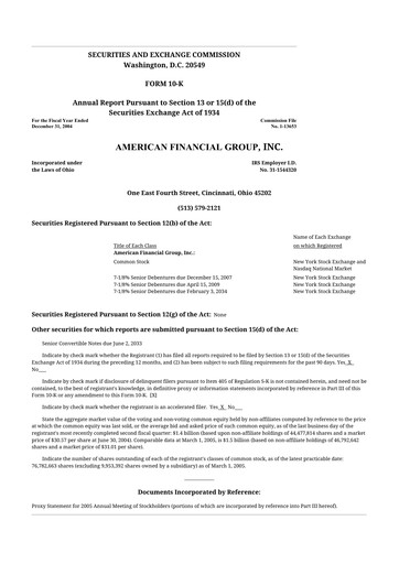 Thumbnail American Financial Group
 10-K Annual Report 