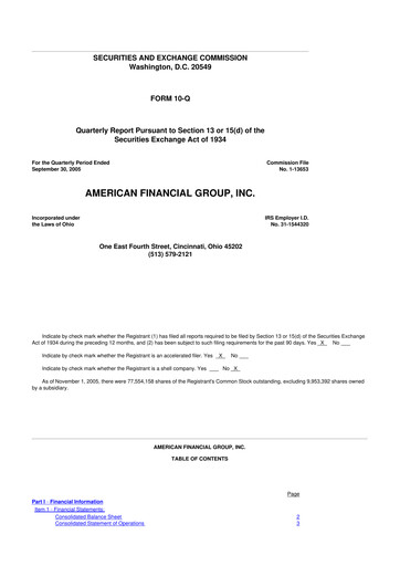 Thumbnail American Financial Group
 10-Q Quarterly Report FY 