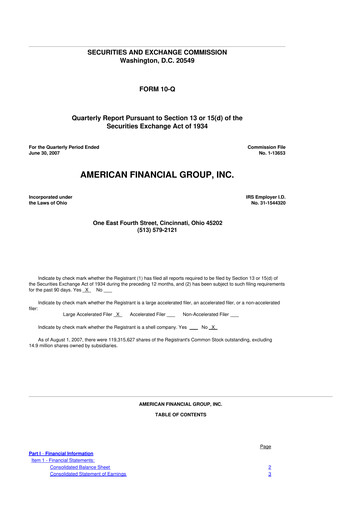 Thumbnail American Financial Group
 10-Q Quarterly Report FY 