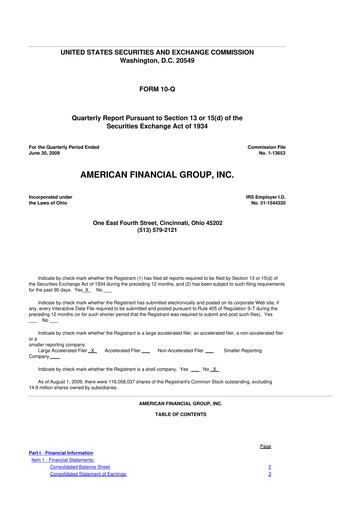 Thumbnail American Financial Group
 10-Q Quarterly Report FY 