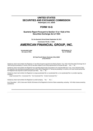 Thumbnail American Financial Group
 10-Q Quarterly Report FY2012 