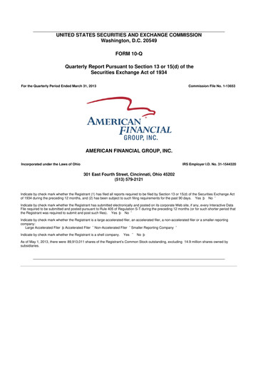Thumbnail American Financial Group
 10-Q Quarterly Report FY2013 
