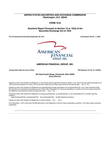 Thumbnail American Financial Group
 10-Q Quarterly Report FY2013 