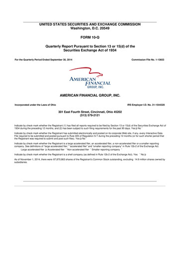 Thumbnail American Financial Group
 10-Q Quarterly Report FY2014 