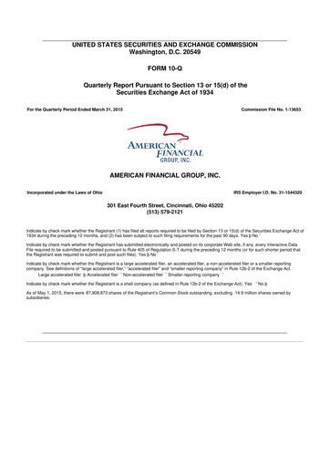 Thumbnail American Financial Group
 10-Q Quarterly Report FY2015 