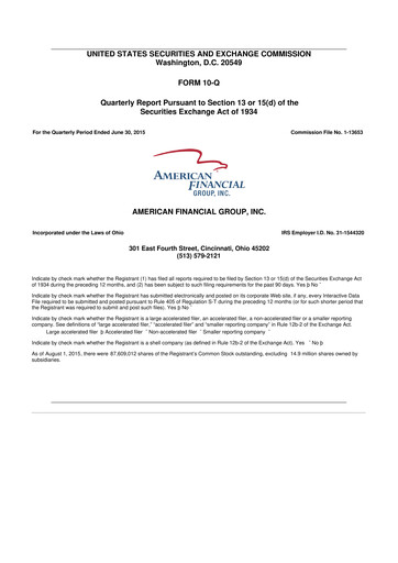 Thumbnail American Financial Group
 10-Q Quarterly Report FY2015 