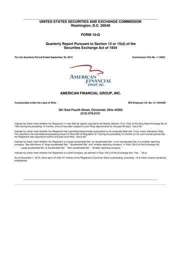 Thumbnail American Financial Group
 10-Q Quarterly Report FY2015 