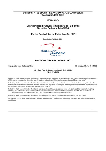 Thumbnail American Financial Group
 10-Q Quarterly Report FY2016 