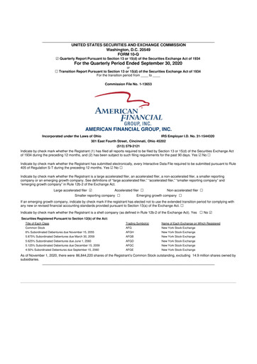 Thumbnail American Financial Group
 10-Q Quarterly Report FY2020 