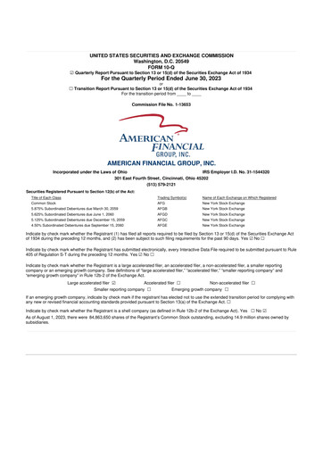 Thumbnail American Financial Group
 10-Q Quarterly Report FY2023 
