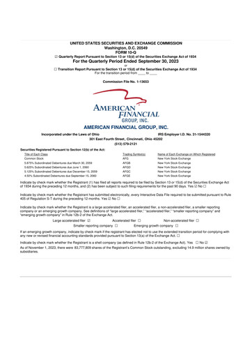 Thumbnail American Financial Group
 10-Q Quarterly Report FY2023 