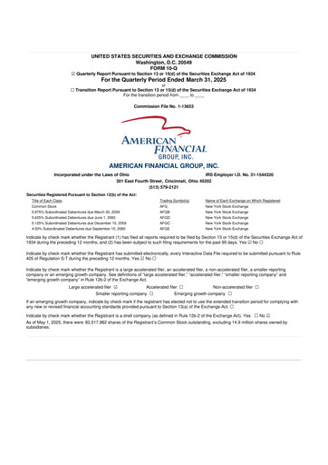 Thumbnail American Financial Group
 10-Q Quarterly Report FY2025 