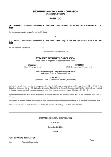 Vorschaubild Strattec Security 10-Q Quartalsbericht  