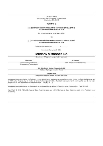 Miniature Johnson Outdoors
 10-Q Rapport trimestriel  