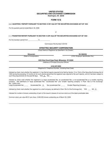 Vorschaubild Strattec Security 10-Q Quartalsbericht  
