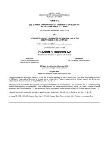Miniature Johnson Outdoors
 10-Q Rapport trimestriel  
