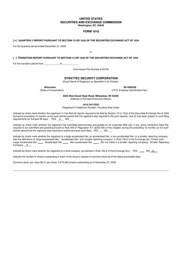 Vorschaubild Strattec Security 10-Q Quartalsbericht  