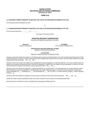 Vorschaubild Strattec Security 10-Q Quartalsbericht  