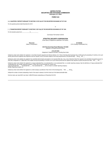 Vorschaubild Strattec Security 10-Q Quartalsbericht  