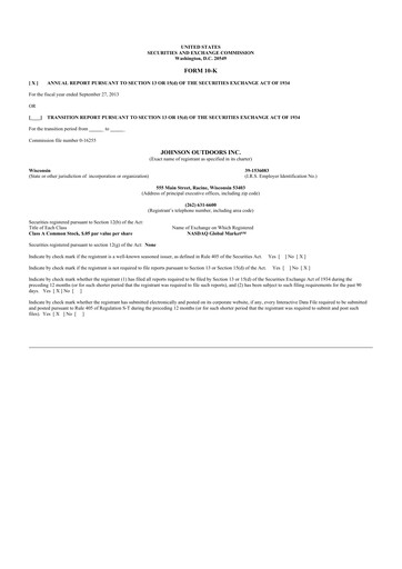 Thumbnail Johnson Outdoors
 10-K Annual Report 2013