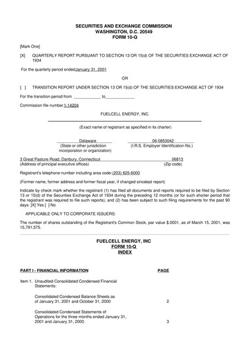 Thumbnail FuelCell Energy
 10-Q Quarterly Report FY 