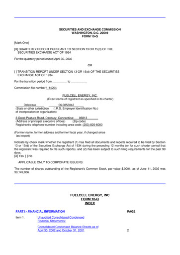 Thumbnail FuelCell Energy
 10-Q Quarterly Report FY 