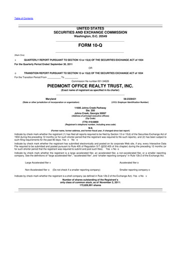 Thumbnail Piedmont Realty Trust 10-Q Quarterly Report FY2011 