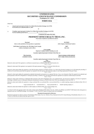 Thumbnail Piedmont Realty Trust 10-K Annual Report 2014