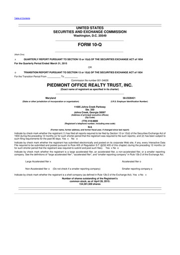 Thumbnail Piedmont Realty Trust 10-Q Quarterly Report FY2015 