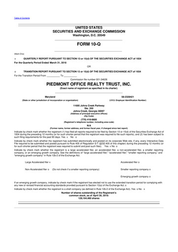 Thumbnail Piedmont Realty Trust 10-Q Quarterly Report FY2018 